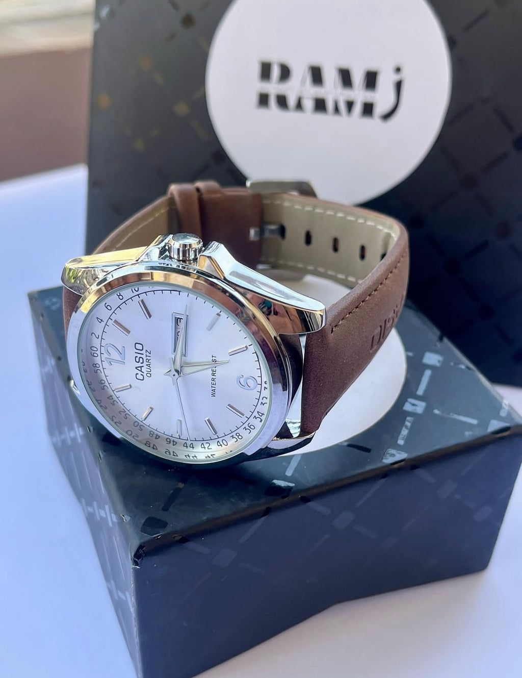 Brown leather casio