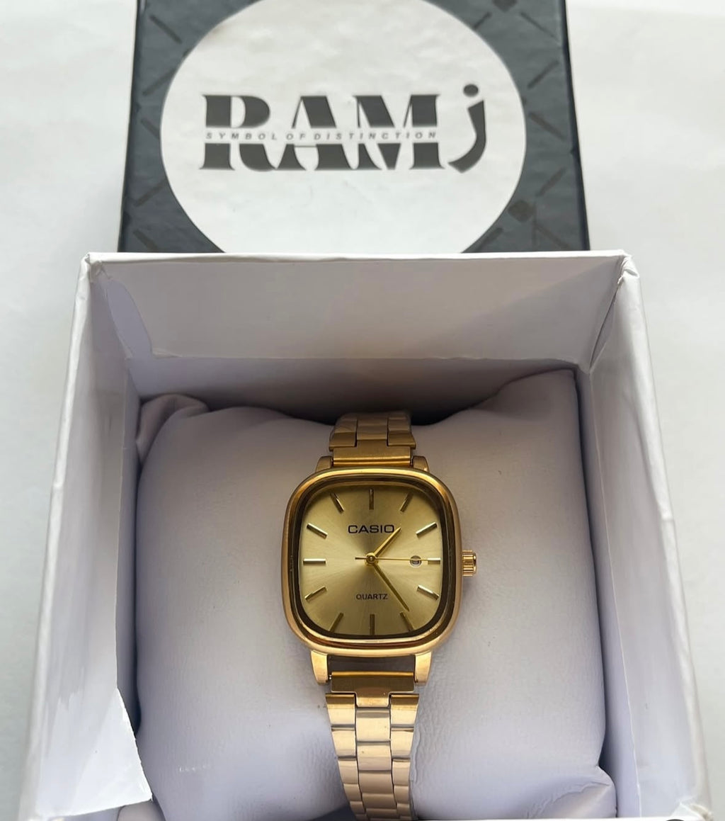 Female old money casio gold