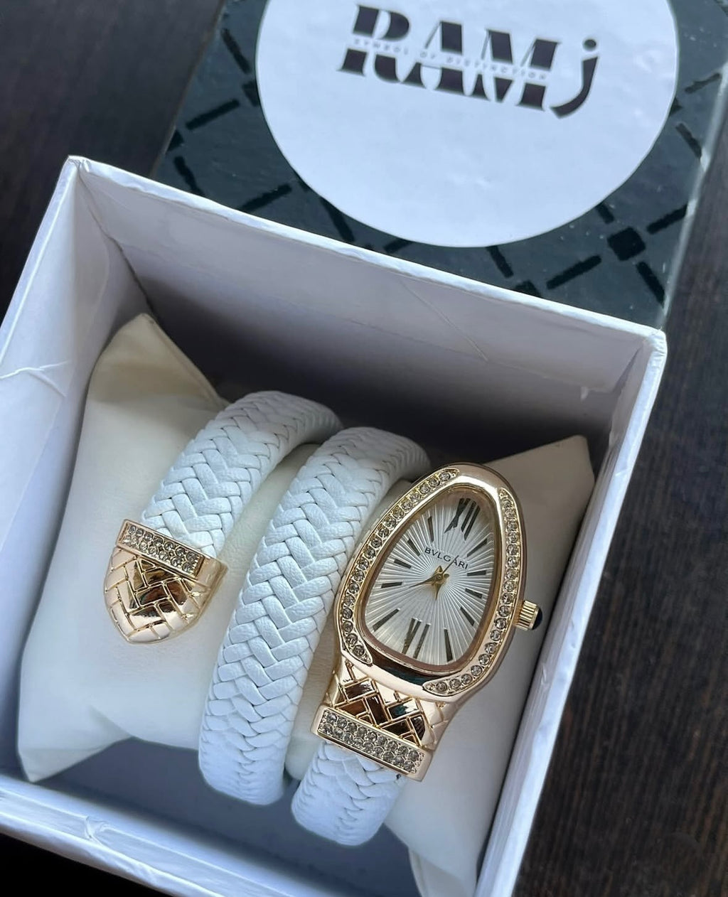 Bvlgari White leather