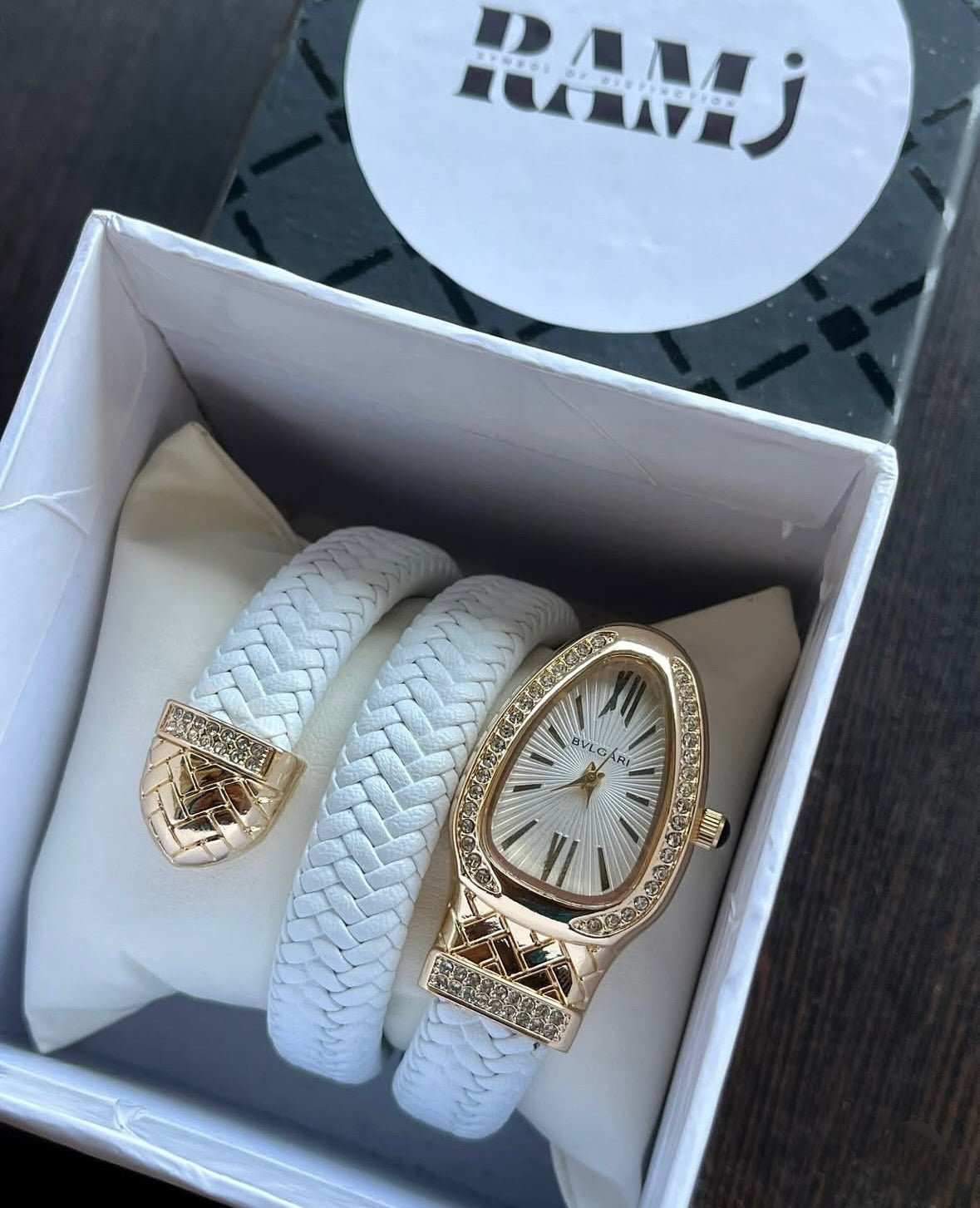 Bvlgari White leather