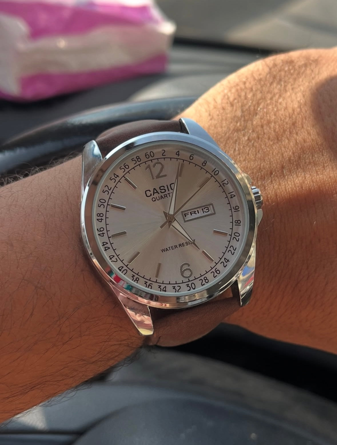 Brown leather casio